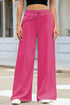 Terry Knit Drawstring Smocked Waist Wide Leg Sweatpants